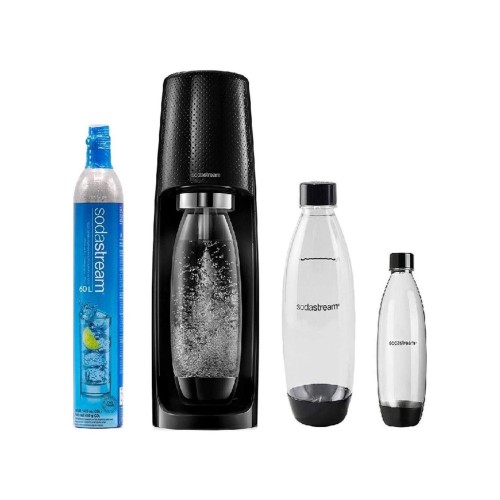 Aparat de sifon, SodaStream SPIRIT Black, 3 sticle incluse si butelie CO2