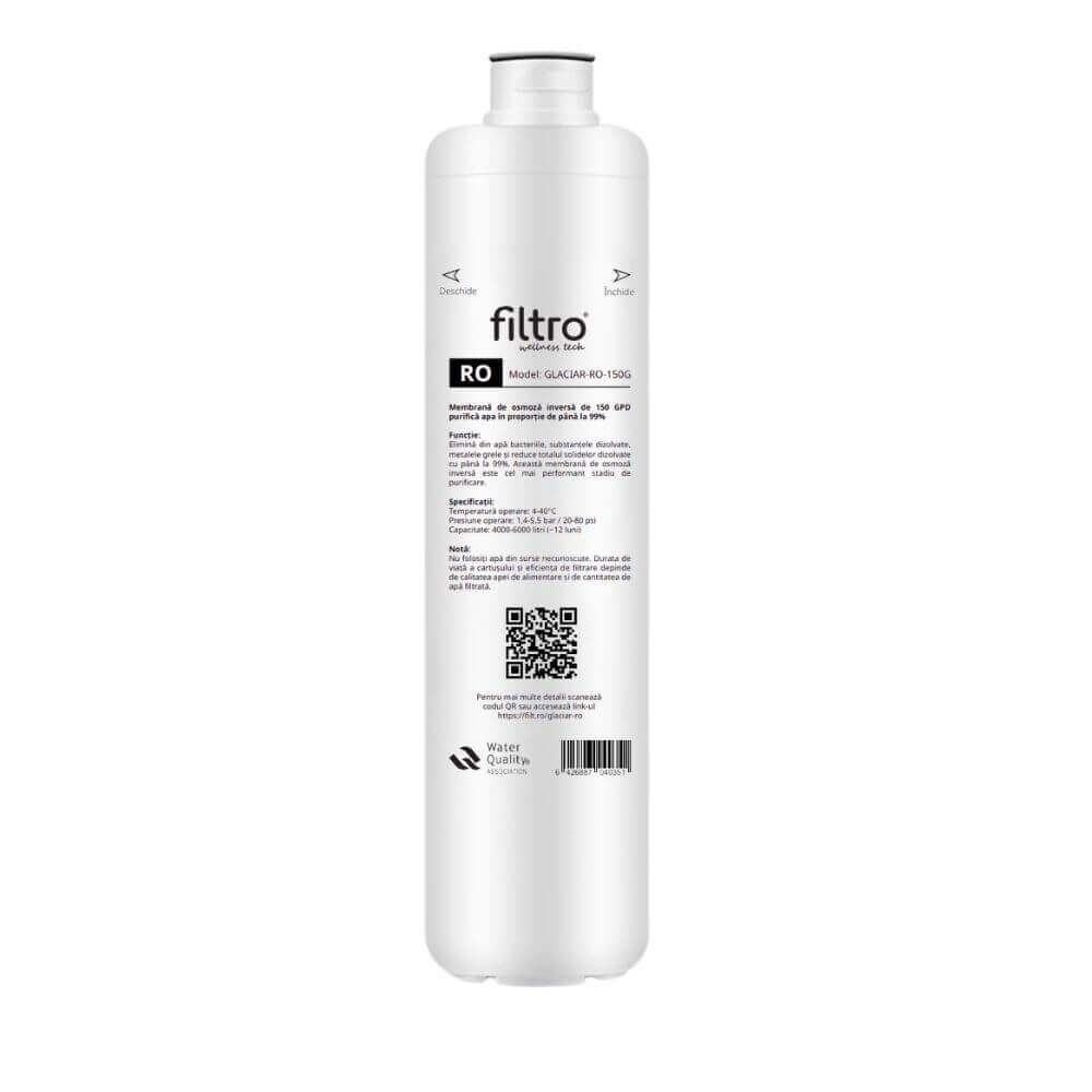 Membrana de osmoza inversa, FILTRO Glaciar RO-150G, capacitate 150 GPD, grad filtrare 0.0001 microni, conectare usoara twist