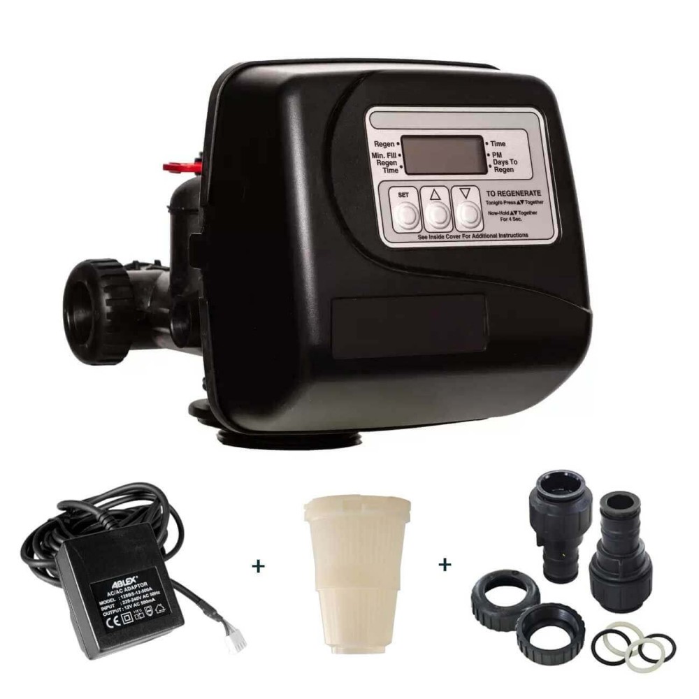 Valva de comanda pentru statii automate de filtrare, Clack WS1TC, kit complet cu sursa, distribuitor si conexiuni, programare in functie de volum sau timp