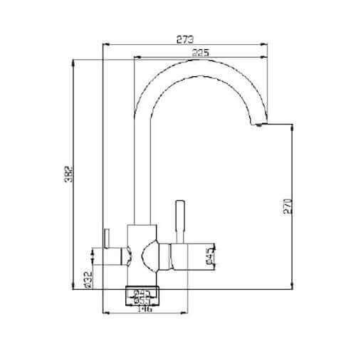 Baterie bucătărie 3 căi cu flux separat apă filtrată, Premier Clasic Black Flash, finisaj negru lucios, cartușe ceramice rezistente, montaj pe chiuvetă, racorduri incluse