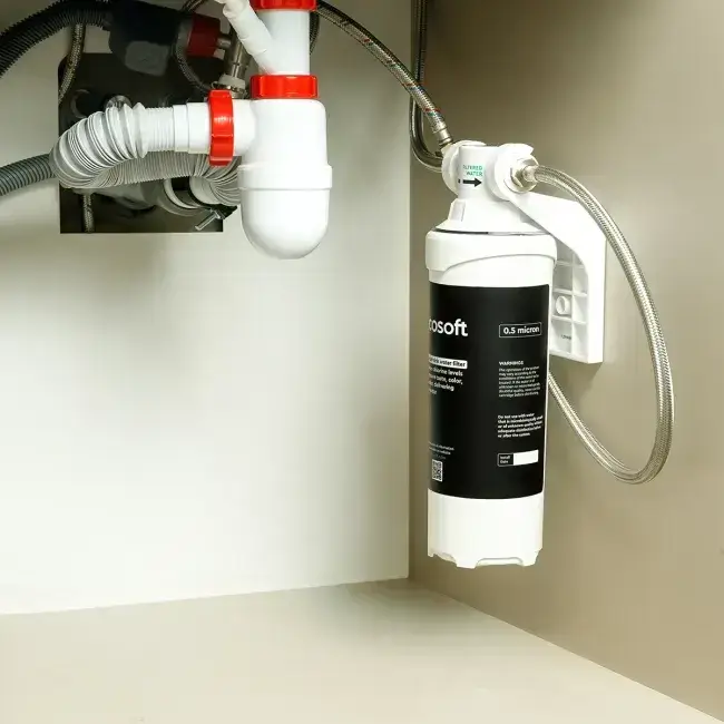 Sistem compact filtrare sub chiuvetă, Ecosoft JOI, microfiltrare 0.5 μm, 18000 L capacitate, debit 5 L/min