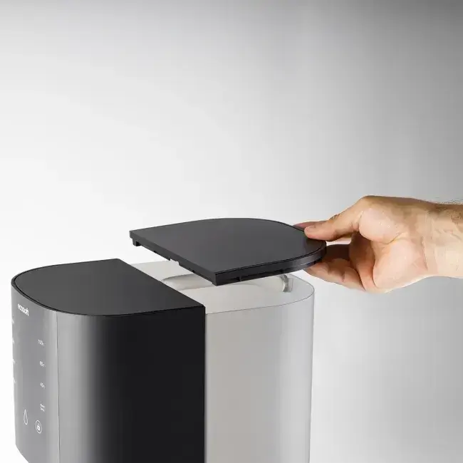 Sistem de osmoză inversă countertop fără instalare Ecosoft CROSS RAY, filtrare 3-in-1, apă caldă cu moduri 45/65/100 °C, sterilizare UV și afișaj TDS