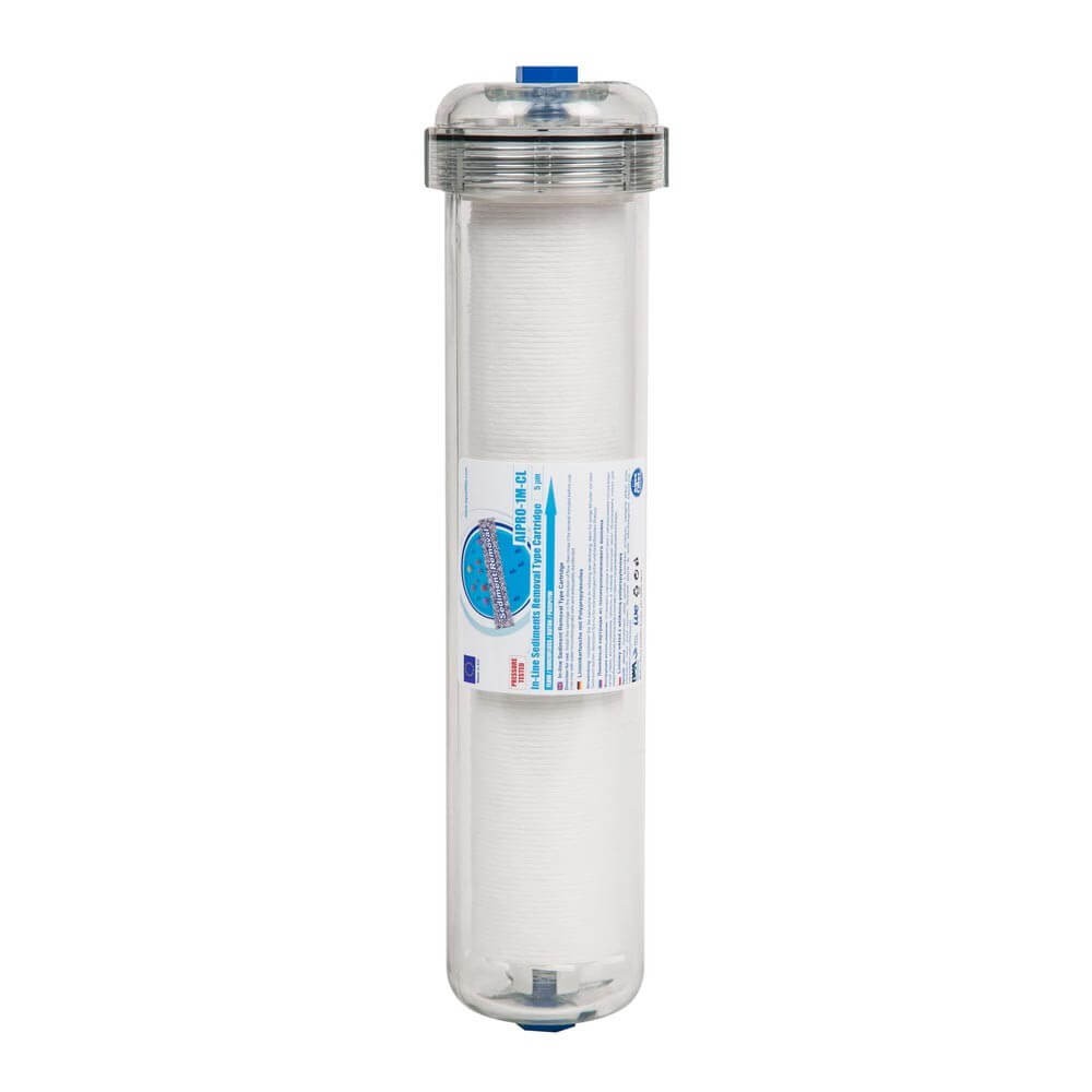 Filtru inline pentru sedimente, AquaFilter AIPRO-1M-CL, transparent, 1 micron, 12