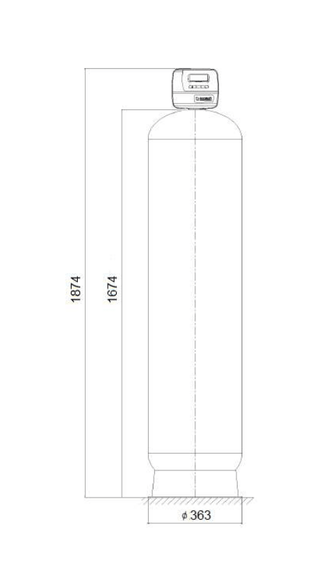 Statie filtrare automata, CLACK TC 1" 1465, valva automata timp, tank simplex 14"x65", fara material filtrant