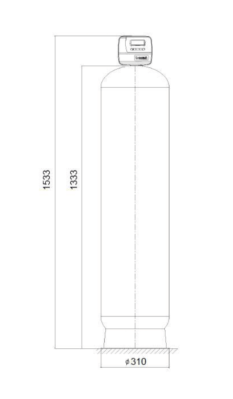 Statie filtrare automata, CLACK TC 1" 1252, valva automata timp, tank simplex 12"x52", fara material filtrant