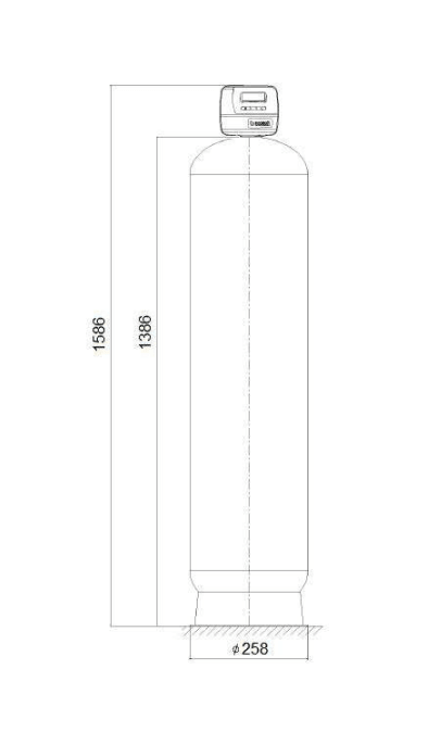Statie filtrare automata, CLACK TC 1" 1054, valva automata timp, tank simplex 10"x54", fara material filtrant