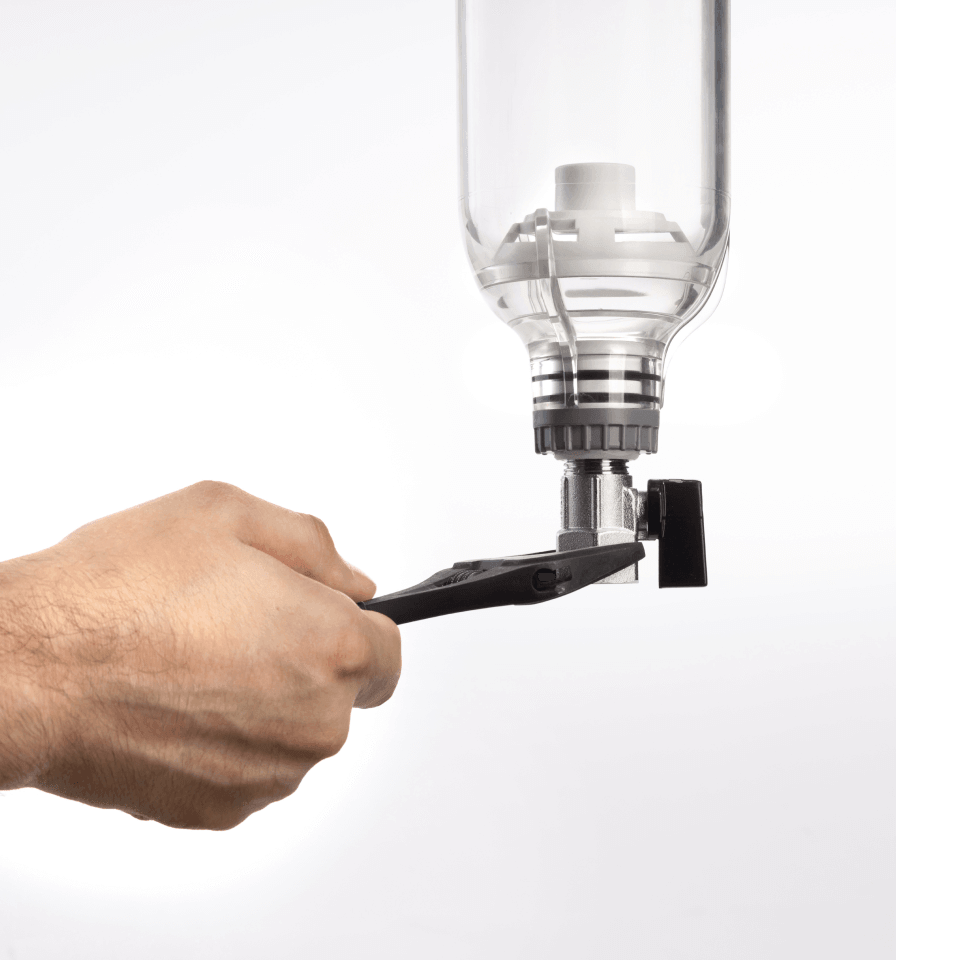 Sistem de filtrare, Ecosoft 3P Grey Triplex 10", valva de purjare, set de cartuse inclus, pentru apa de ploaie, conexiune 3/4"