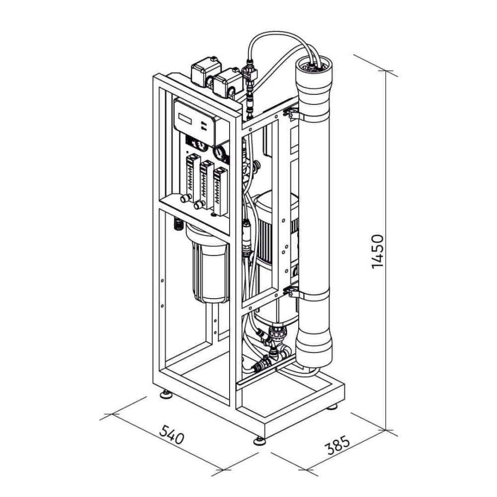 Osmoza inversa industriala, Ecosoft MO6500TI6, profesionala, 1 carcasa pentru membrana de 4", controler, prefiltrare si pompa inclusa