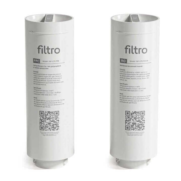 Cartus de filtrare 2 in 1, polipropilena si carbune activat bloc, stadiul 1, sistem twist pentru FILTRO INFINITY Lite