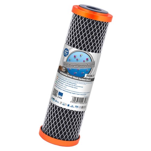 Cartus din carbune activat bloc din coaja de fructe, AquaFilter FCCBL-P, dimennsiuni standard 10