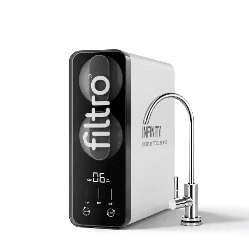 Osmoza inversa direct flow, FILTRO INFINITY Connect+, debit mare de 600GPD, fara bazin, pompa booster, display TDS, cartuse cu sistem twist