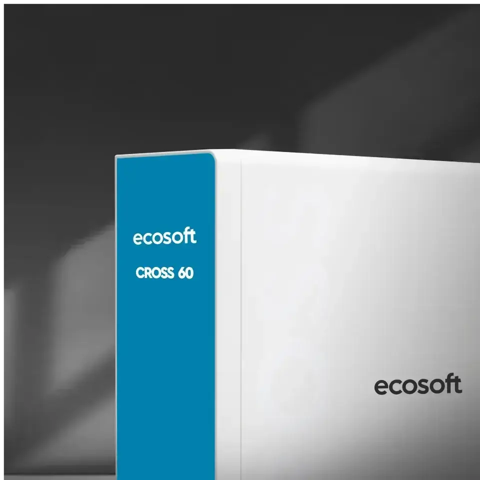 Osmoza inversa direct flow, Ecosoft Cross60, 1 litri/min, cartuse twist, membrana 400 GPD, baterie smart cu indicator