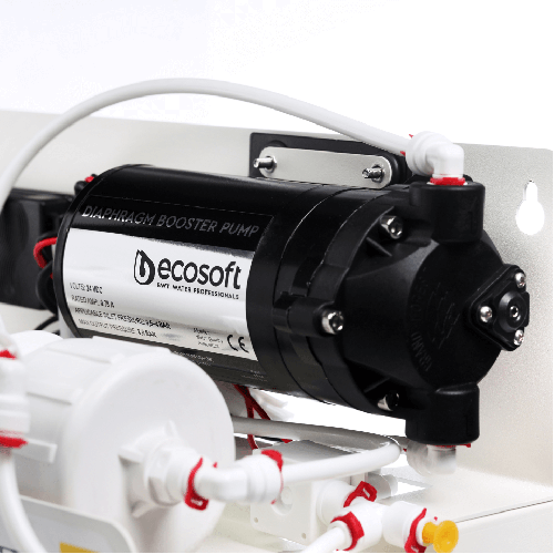 Osmoza inversa cu pompa, Ecosoft Standard MO650M1PSECOST, 6 stadii, pompa de presiune, cadru metalic, membrana de 50 GPD si remineralizare