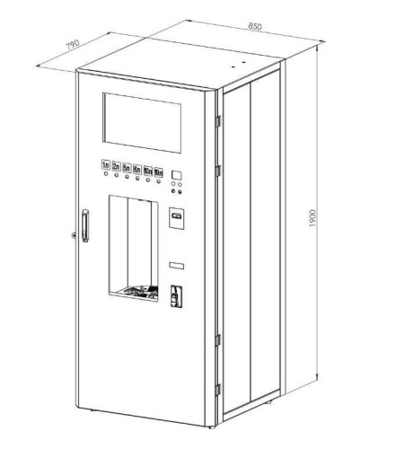 Automat de apa purificata, Aquabox RO, osmoza inversa, display afisare reclame, 250 l/h, 4 metode de plata si administrare de la distanta