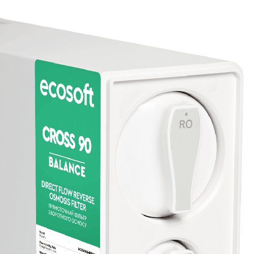 Osmoza inversa direct flow, Ecosoft Cross90 Balance, 1.5 litri/min, cartuse twist, membrana 600 GPD, baterie smart cu indicator