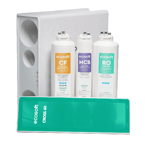 Osmoza inversa direct flow, Ecosoft Cross90 Balance, 1.5 litri/min, cartuse twist, membrana 600 GPD, baterie smart cu indicator