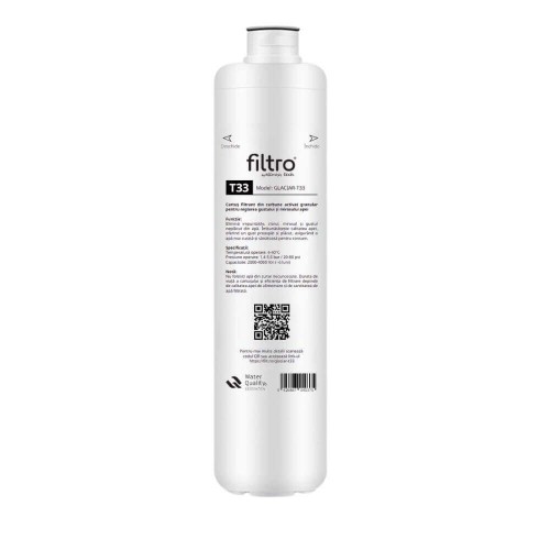 Filtru din carbune activat granular, FILTRO Glaciar T33, carbon activat granular, reglare gust si miros, conectare usoara twist