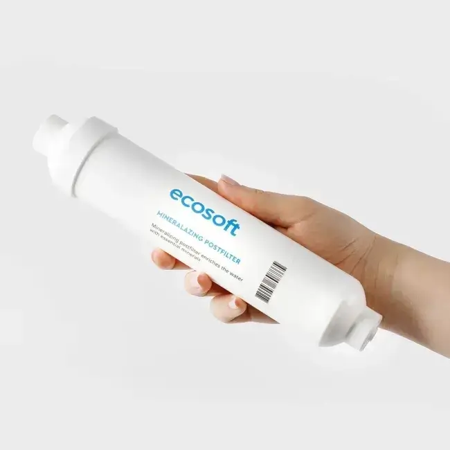 Filtru inline pentru remineralizare, Ecosoft PD2010, mineralizare cu calciu, magneziu și potasiu, conectori rapizi de 1/4", dimensiune 10x2