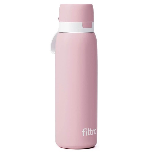 Termos cu cartuș carbon activ, THERMO PURE 740 CB, perete dublu cu vacuum pentru etansare optima pentru 12 ore, finisaj roz