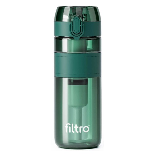 Recipient din tritan cu cartuș filtrant, TRITAN PURE 500 CB, filtru cu carbune activat, BPA Free, 500 ml, finisaj verde