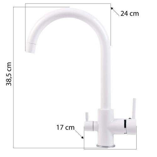 Baterie 3 căi, PREMIER CLASIC White, finisaj alb, flux separat apă filtrată și apă menajeră (rece și caldă)