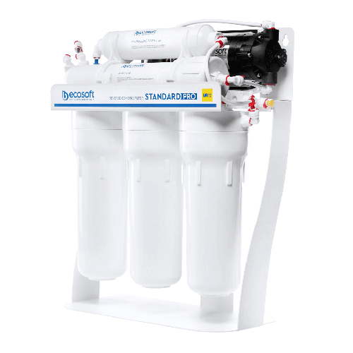Osmoza inversa standard, Ecosoft Standard MO550PS, pompa de presiune, 50 GPD, 5 stadii cu postcarbune si cadru metalic