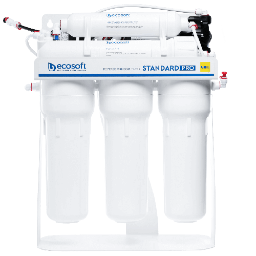Osmoza inversa standard, Ecosoft Standard MO550PS, pompa de presiune, 50 GPD, 5 stadii cu postcarbune si cadru metalic