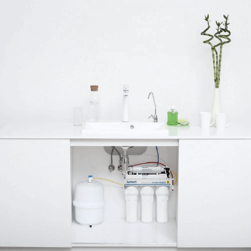 Osmoza inversa standard, Ecosoft Standard MO550PS, pompa de presiune, 50 GPD, 5 stadii cu postcarbune si cadru metalic