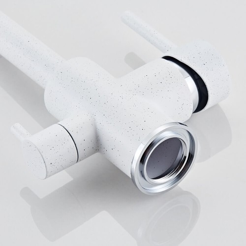 Baterie 3 căi flux separat apă filtrată, PREMIER Clasic White, finisaj alb granit, montaj pe chiuveta bucatarie, apa rece si calda