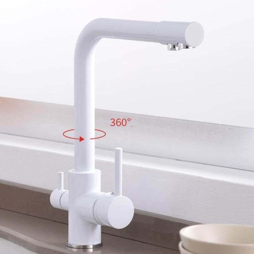Baterie 3 căi, PREMIER Tall White, finisaj alb, flux separat apă filtrată și apă menajeră (rece și caldă)