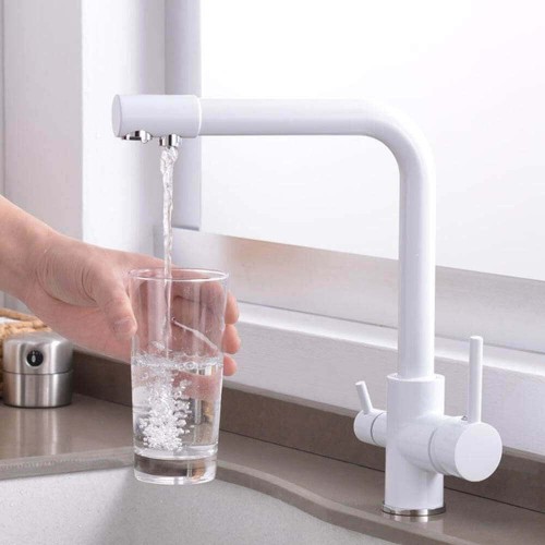 Baterie 3 căi, PREMIER Tall White, finisaj alb, flux separat apă filtrată și apă menajeră (rece și caldă)