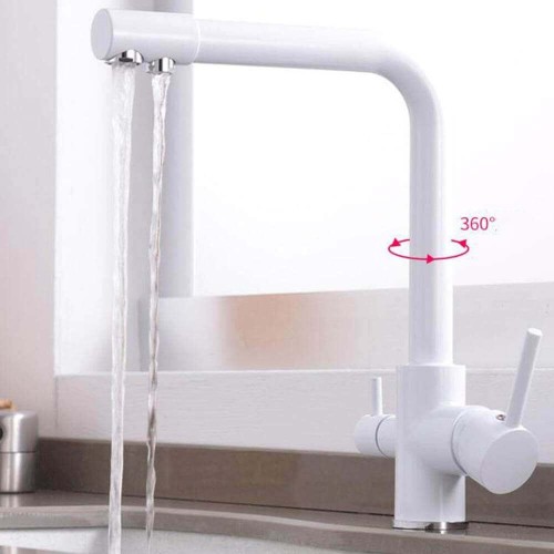 Baterie 3 căi, PREMIER Tall White, finisaj alb, flux separat apă filtrată și apă menajeră (rece și caldă)