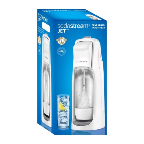 Aparat de sifon, SodaStream JET, de culoare alba, cu butelie de CO2 si sticla