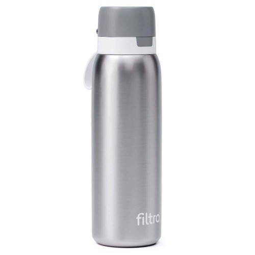 Termos cu cartuș carbon activ, THERMO PURE 740 CB, perete dublu cu vacuum pentru etansare optima pentru 12 ore, finisaj argintiu