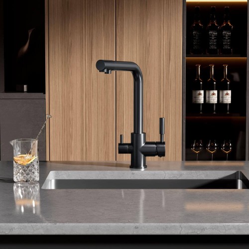 Baterie de bucătărie cu 3 căi, Premier Tall Graphite, finisaj gri graphite, flux separat apă filtrată și apă menajeră