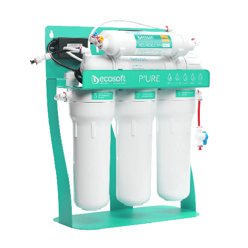 Osmoza inversa premium, Ecosoft Calcium MINT MO675PSMACECO, pompa de presiune pe cadru metalic, 75 GPD, 6 stadii cu remineralizare cu calciu si postcarbune