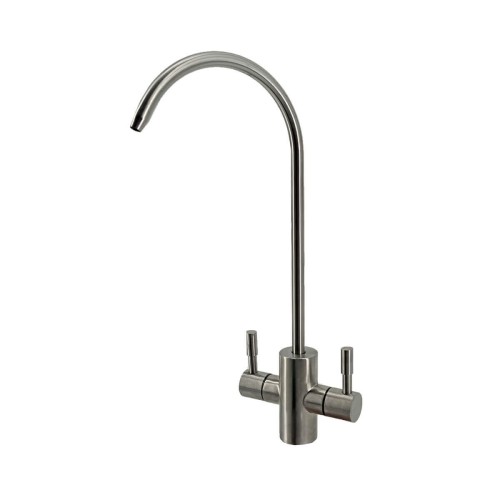 Baterie modernă dublă, FILTRO Modern Satin, finisaj satin perlat, din alamă cu cartuș ceramic, dublă comandă, conectare rapiă 1/4"