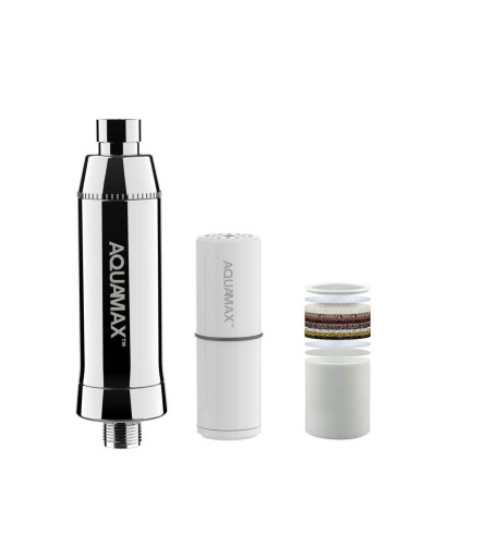 Filtru pentru dus cu cartus in 15 trepte de filtrare, AquaMAX, montare directa pe capul de dus