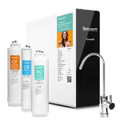 Sistem de osmoza inversa cu debit direct, Ecosoft Cross90, 1.5 litri/min, baterie smart cu indicator