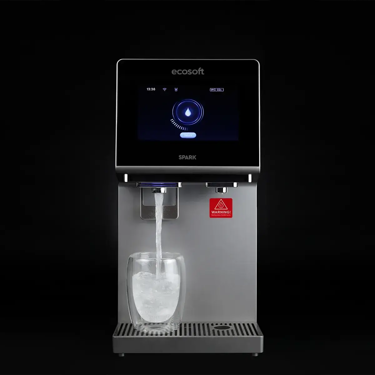 Dozator de apa, Ecosoft Spark, purificare prin osmoza inversa, sterilizare UV, apa rece/calda/carbo, alimentare directa de la retea sau din rezervor