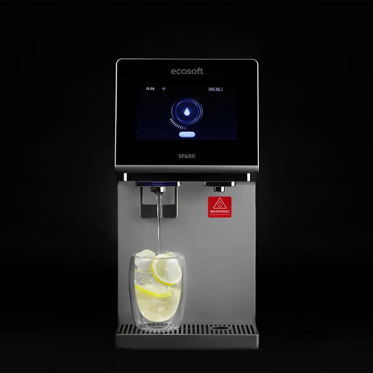 Dozator de apa, Ecosoft Spark, purificare prin osmoza inversa, sterilizare UV, apa rece/calda/carbo, alimentare directa de la retea sau din rezervor