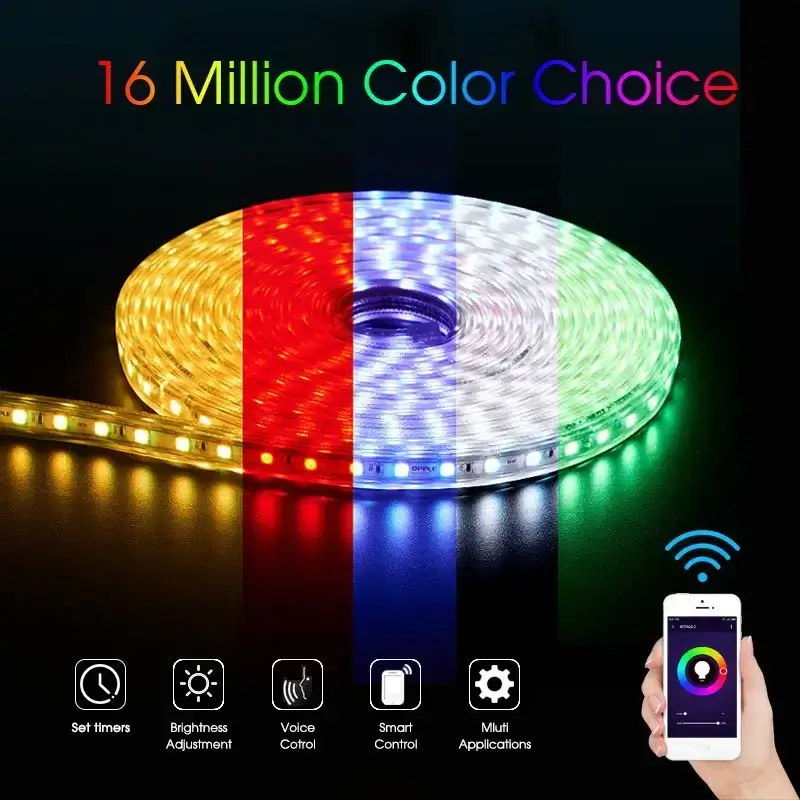 Banda LED smart cu WiFi, Gosund SL2, kit de 5 metri cu controler si alimentator, RGB, conectare in aplicatie Tuya Smart