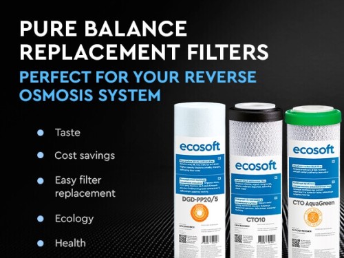 Set balance intermediar, 5 cartușe osmoză inversă premium, prefiltrare, postfiltrare și mineralizare Ca+Mg, 6 luni, standard 10"