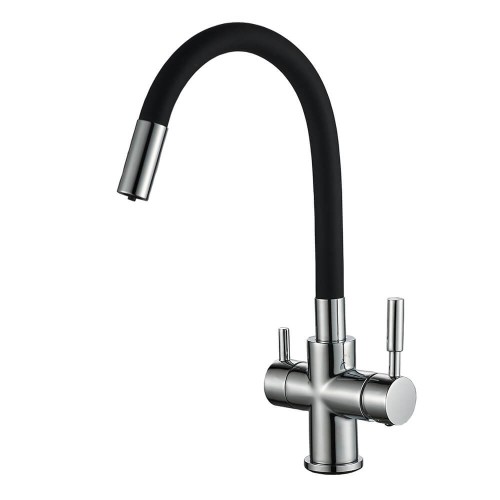 Baterie cu 3 cai, PREMIER 3CC FLEX, finisaj cromat cu negru, furtun flexibil