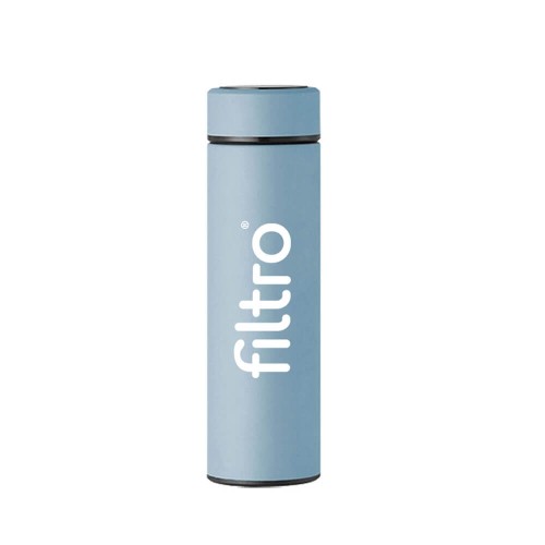 Termos cu perete dublu, FILTRO Thermo LED Blue, afisaj tactil digital al temperaturii, infuzor inclus, volum 500 ml