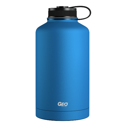 Recipient mare din inox cu perete dublu, termorezistent, culoare albastra, volum 1.8 litri, pentru bauturi calde si reci