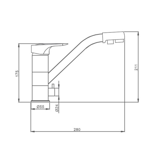Baterie cu 3 cai, PREMIER 3CC COMPACT, finisaj cromat, robinet de apa filtrata jos