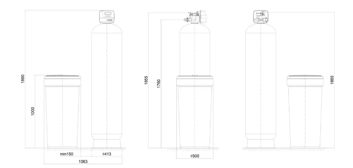 Stație automată, Clack WS1 PRO, valvă volumetrică premium, tank simplex 16x65, debit 5.2-6.2 m3/oră, fără rășină inclusă, necesar 100-125 litri