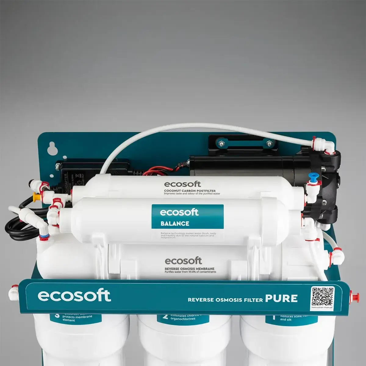 Osmoza inversa, Ecosoft PURE Balance, cu pompa de presiune si eficienta ridicata, 6 stadii, cadru metalic, remineralizare optima