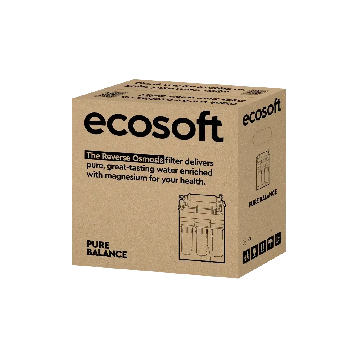 Osmoza inversa, Ecosoft PURE Balance, cu pompa de presiune si eficienta ridicata, 6 stadii, cadru metalic, remineralizare optima